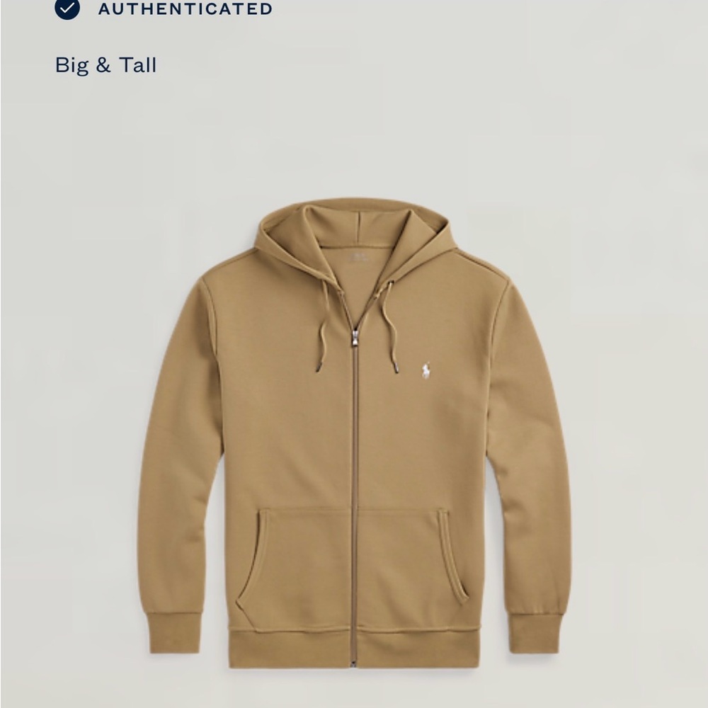 EUC Polo by Ralph Lauren Men's Tan zip up Hoodie Sweater- Sz XL tall